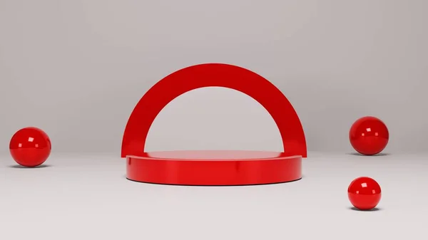 Червоно Білий Порожній Мінімальний Єдестал Презентації Продукту Абстрактний Дисплей Подіумної — стокове фото
