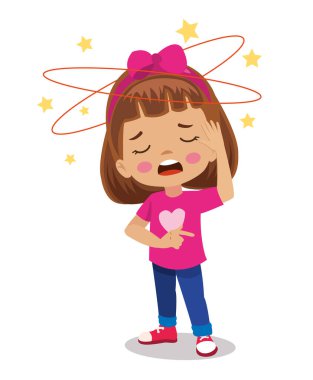 Baş döndürücü hasta ve mutsuz bir kız çocuğu.