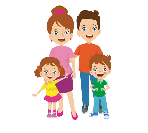 Glückliche Familie Mama Papa Und Kinder — Stockvektor