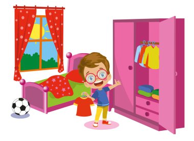 Çocuk Dolaptan Kıyafet Seçen Çocuk