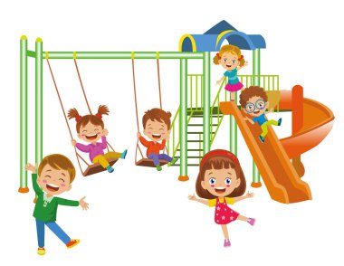 Çocuk Bahçesi ve Mutlu Çocuklar Oynuyor