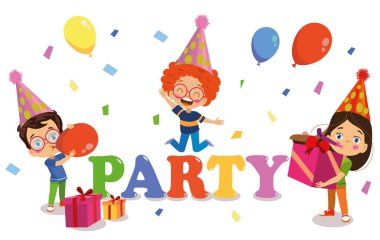 Doğum günü partisi geçmişi olan mutlu çocuklar.