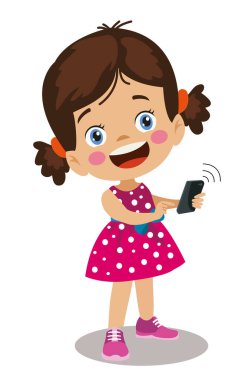 Telefonla oynayan tatlı kız.