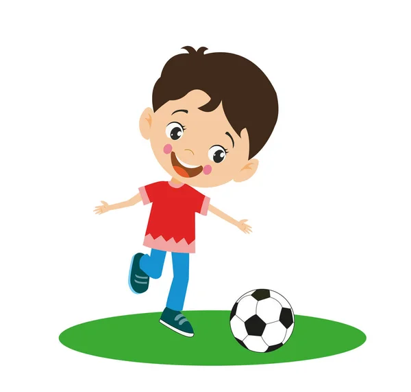 Playing Football Cute Mischievous Child — Stock Vector