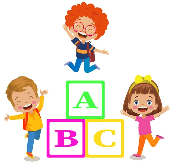 Cubi Lettera Simpatici Bambini Lettere Apprendimento — Vettoriale Stock