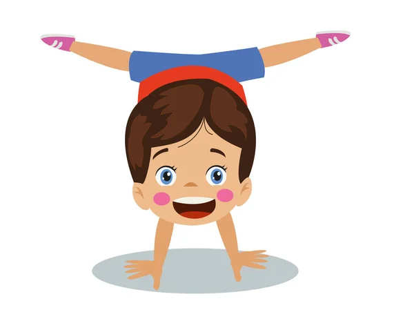 Милий Хлопчик Займається Художньою Гімнастикою Гімнастика Здоров — стоковий вектор