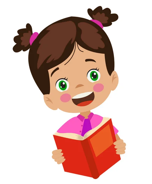 Cute Girl Reading Book — Stock Vector