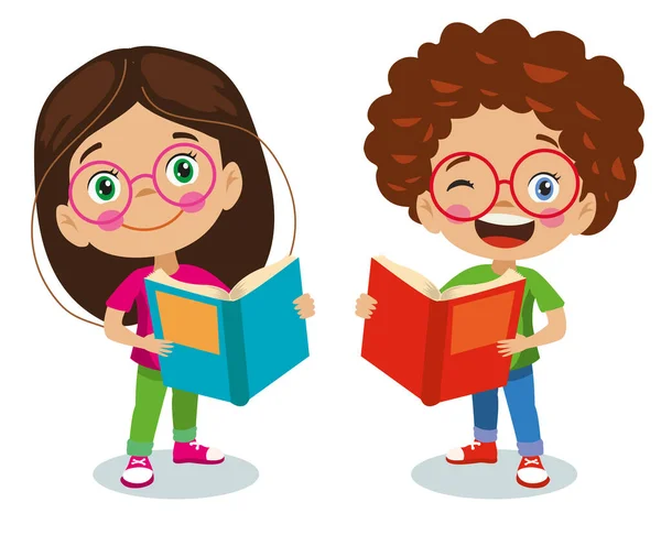 Güzel Kızlar Oğlanlar Kitap Okuyor — Stok Vektör