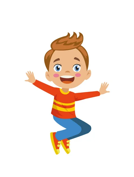 顔の表情はとても幸せなジャンプ少年 — ストックベクタ