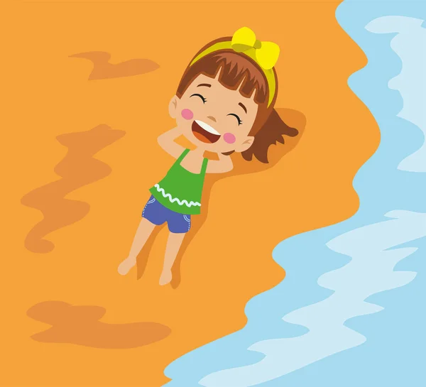 Мальчик Лежащий Пляже — стоковый вектор