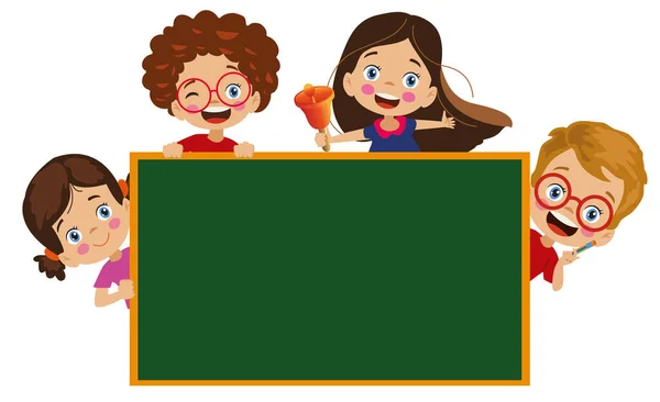 Cute Happy Kids Classroom Lesson Board School — Stock Vector