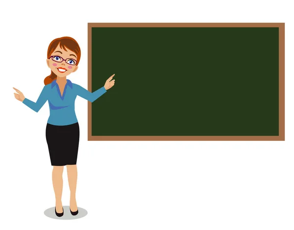 Enseignant Mignon Enseignant Devant Conseil Leçon Classe — Image vectorielle