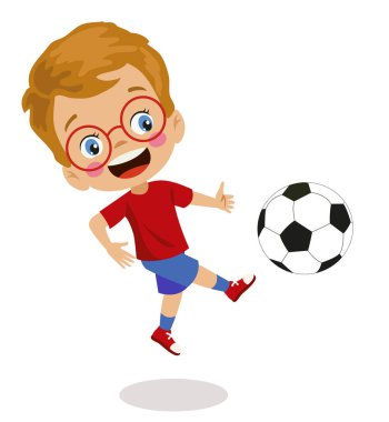 Futbol toplu şirin, mutlu bir çocuk.