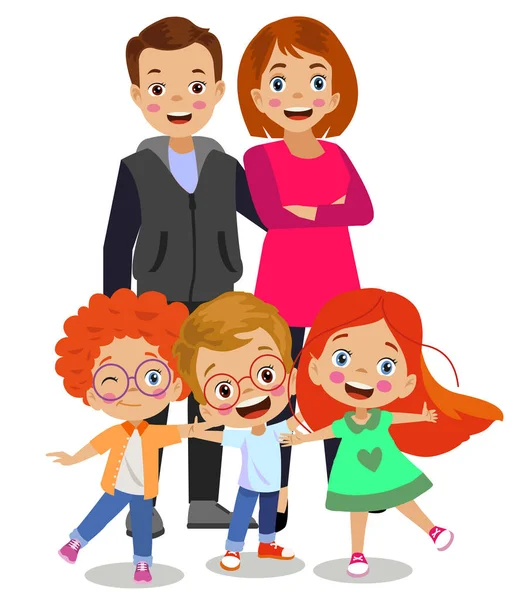 Ouders Kinderen Samen Familie — Stockvector