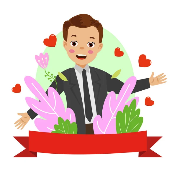 Male Teacher Flowers Teachers Day — Stock Vector