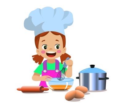 Tatlı aşçı çocuklar pasta yapıyor.