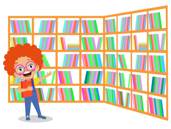 Библиотечные Книги Милые Дети — стоковый вектор