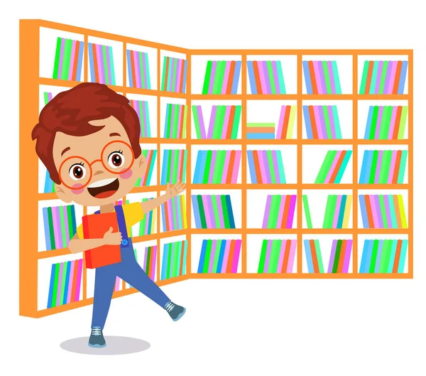 Library Books Cute Kids — Stock Vector