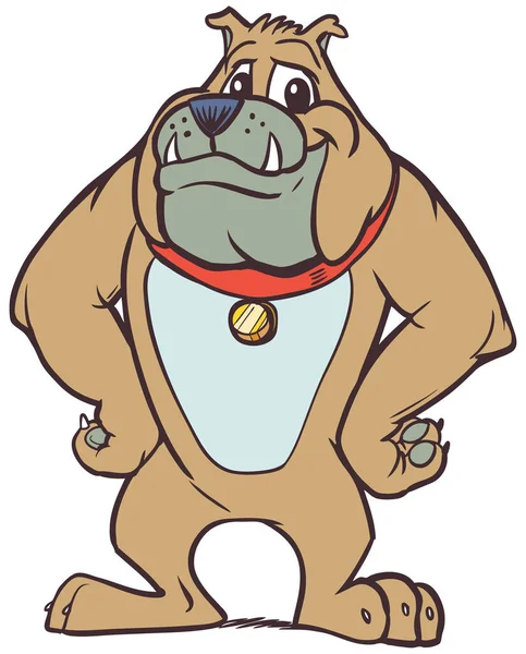 Vector Cartoon Clip Art Illustration Strong Friendly Anthropomorphic Bulldog Mascot — 图库矢量图片
