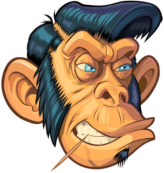 Vector Cartoon Clip Art Illustration Tough Mean Chimpanzee Monkey Mascot — Vector de stock