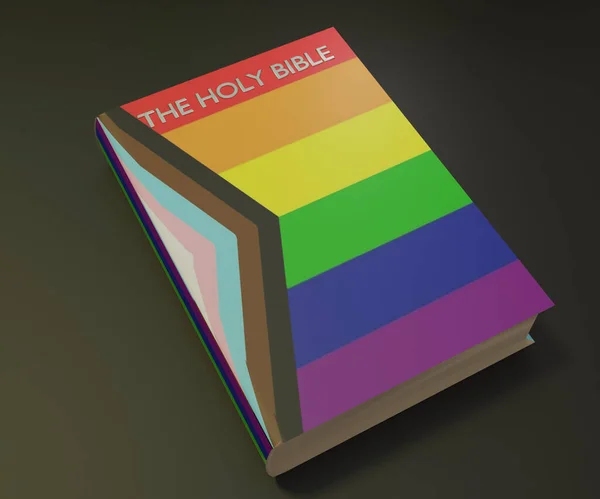 Sainte Bible Dans Drapeau Fierté Gay — Photo