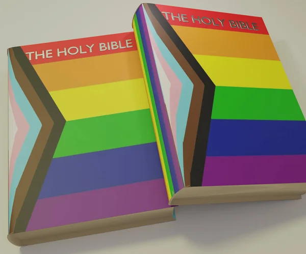 Sainte Bible Dans Drapeau Fierté Gay — Photo