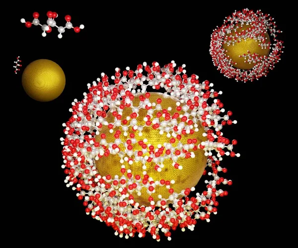 Gold Nanopartikel Aunps Sind Kleine Goldpartikel Die Auch Als Kolloidales — Stockfoto