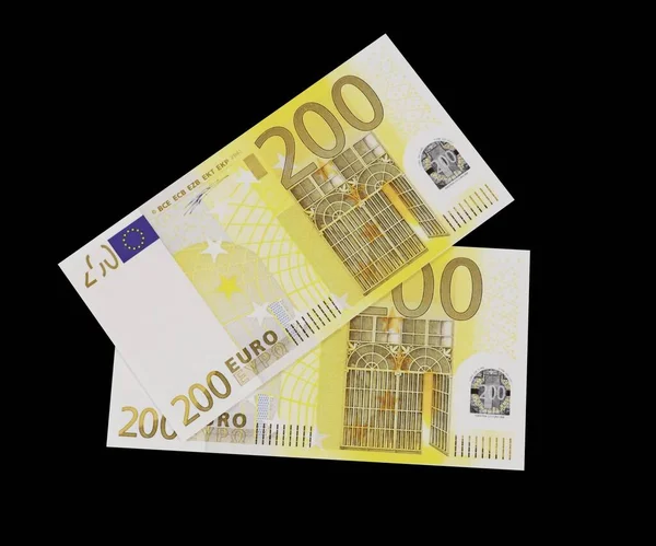 Pilha Notas Bancárias Duzentos Euros Cortar Isolado Renderização — Fotografia de Stock