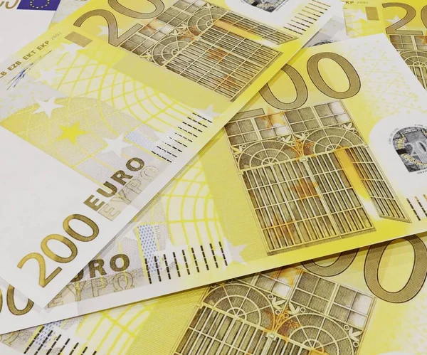 Pilha Notas Bancárias Duzentos Euros Cortar Isolado Renderização — Fotografia de Stock