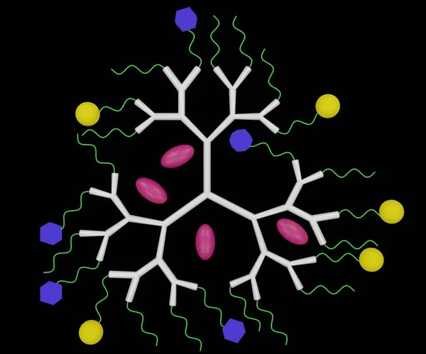 Izolowany Dendrymer Dostarczania Leków Renderowania — Zdjęcie stockowe