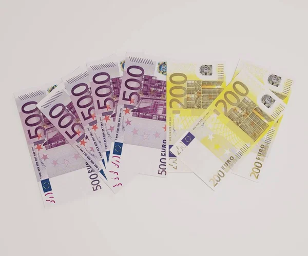 Bir Yığın Banknot 200 Euro 500 Euro — Stok fotoğraf
