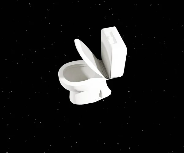 Toilettes Flottantes Dans Ciel Noir Pour Journée Des Toilettes — Photo