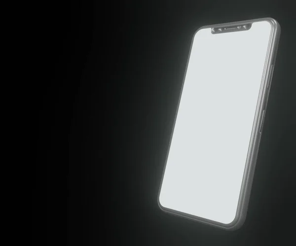 Izolowany Smartfon Pustym Świecącym Ekranem Renderowanie — Zdjęcie stockowe