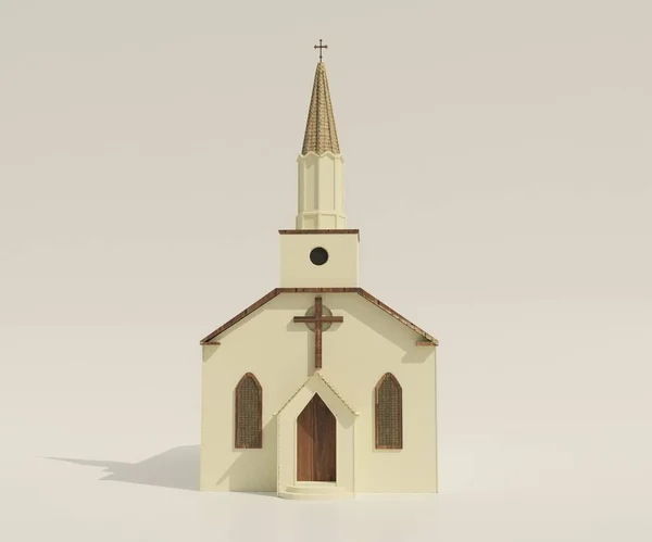 Izolowana Biała Kaplica Lub Tło Kościoła Renderowania — Zdjęcie stockowe