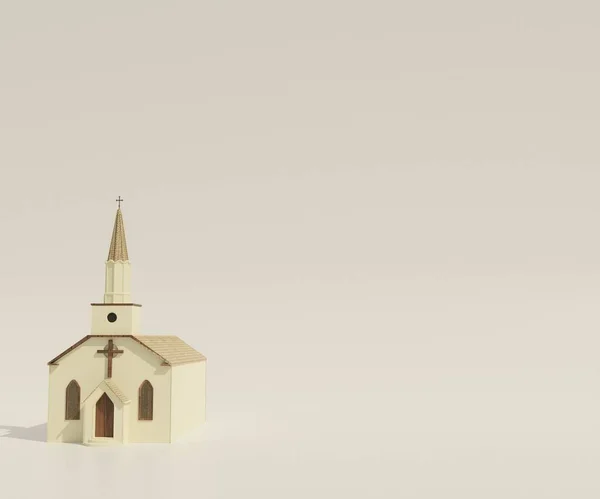 Izolowana Biała Kaplica Lub Tło Kościoła Renderowania — Zdjęcie stockowe