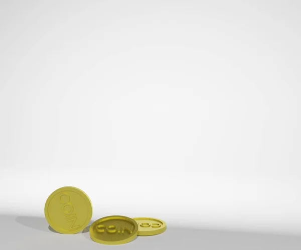 Monete Oro Isolate Sfondo Bianco Risparmiare Denaro Contante Rendering — Foto Stock