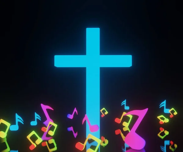 Cross Music Notes Gospel Music — Stock Photo, Image