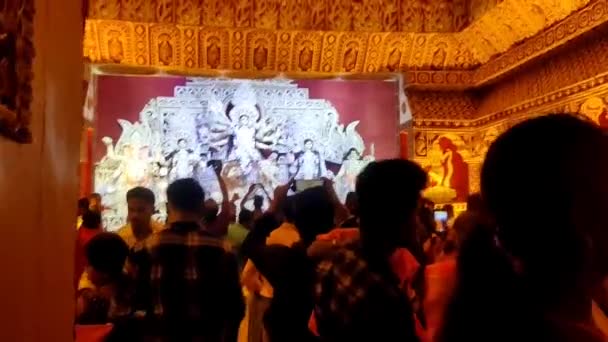 Durga Puja Fesztivál Felvétele Kalkuttában Indiában Durga Puja Hinduizmus Legnagyobb — Stock videók
