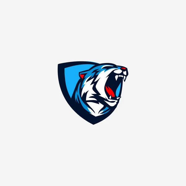 Cabeza Tigre Azul Ilustración Mascota — Vector de stock