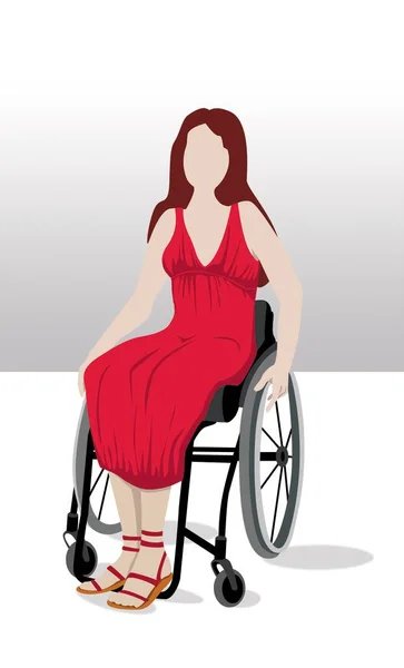 Woman Spinal Cord Injury Sitting Wheelchair Grey White Background Shadows — Stock Photo, Image