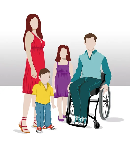 Семья Человеком Который Использует Инвалидное Кресло — стоковое фото