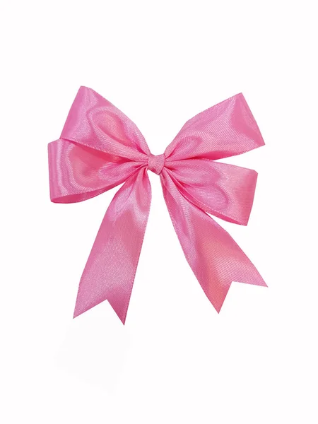 色彩逼真的缎子粉红蝴蝶结和彩带作为礼物包装元素 粉红缎子为情人节 圣诞节和生日手工制作的Bow矢量 — 图库照片
