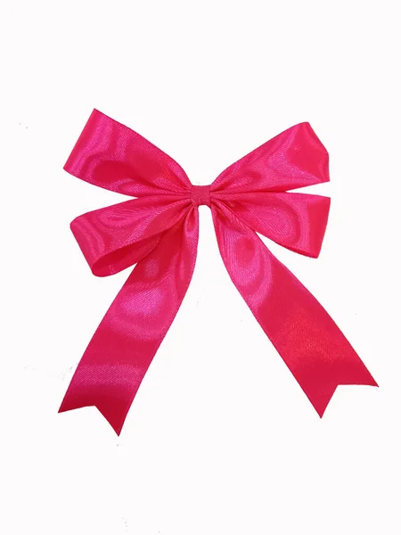 色彩艳丽的缎带和缎带与白色背景隔离 作为礼物包装元素 粉红缎子为情人节 圣诞节和生日手工制作的Bow矢量 — 图库照片