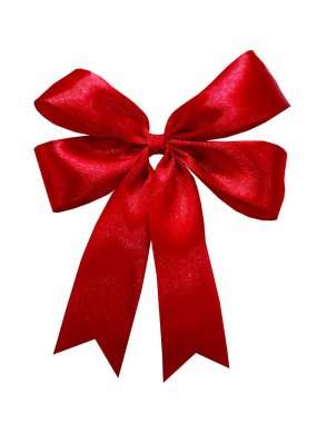 Renkli gerçekçi saten Noel kırmızı yay ve hediye paketleme elementleri için kurdele. Sevgililer günü, Noel, doğum günleri için el yapımı saten yay vektörü.