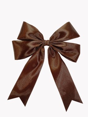 Renkli gerçekçi saten kahverengi fiyonk ve hediye paketleme elementleri için kurdele. Sevgililer günü, Noel, doğum günleri için el yapımı saten yay vektörü.