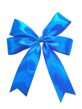 Renkli gerçekçi saten mavi fiyonk ve hediye paketleme elementleri için kurdele. Sevgililer günü, Noel, doğum günleri için el yapımı saten yay vektörü.