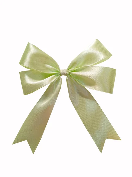 Colorful Realistic Satin Lime Green Bow Ribbon Gift Wrapping Elements — Stock Photo, Image