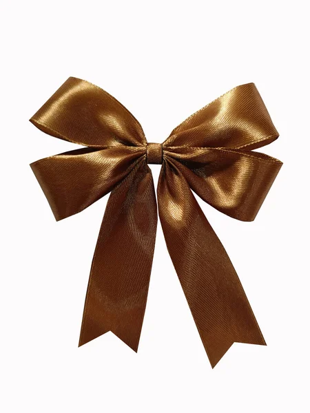 色彩逼真的缎子巧克力褐色蝴蝶结和缎带作为礼物包装元素 粉红缎子为情人节 圣诞节和生日手工制作的Bow矢量 — 图库照片