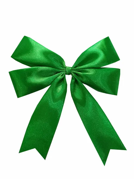 Цветные Реалистичные Атласные Рождество Зеленый Лук Лента Элементов Упаковки Подарков — стоковое фото