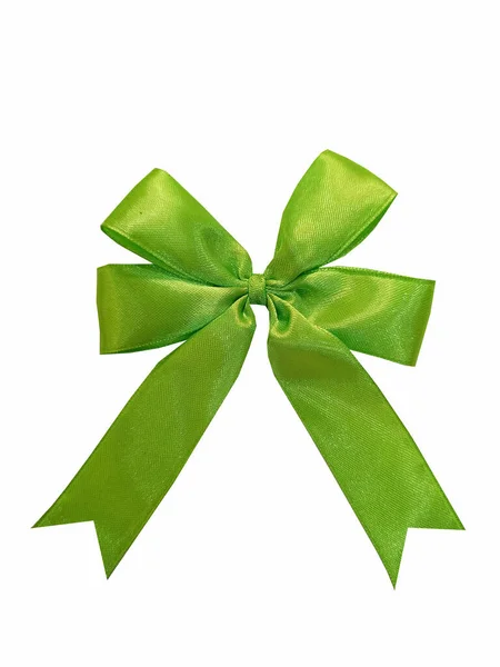 Bunte Realistische Satinblatt Grüne Schleife Und Schleife Für Geschenkverpackungselemente Handgefertigte — Stockfoto